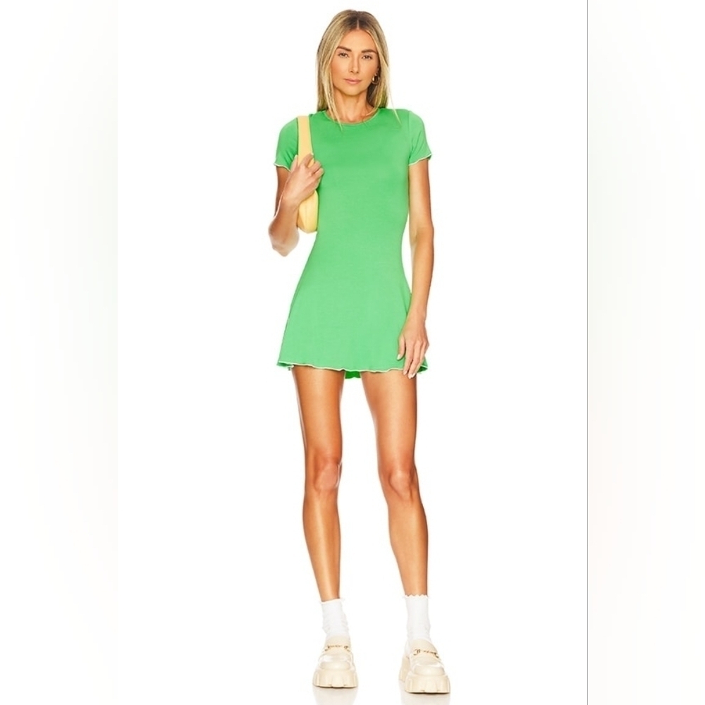 Superdown London Lettuce Trim Mini Dress Green XS